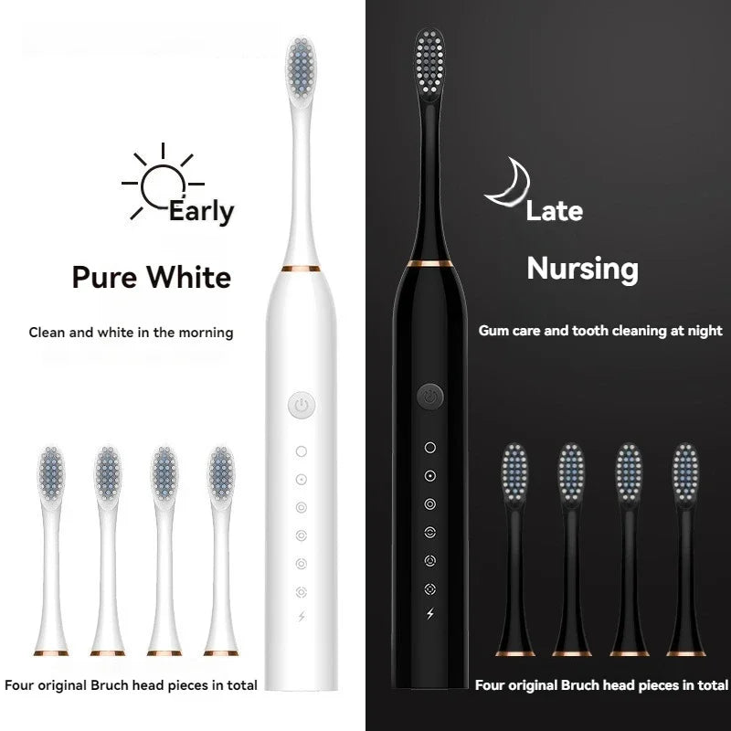 Automatic Electric Toothbrush - Smart Six-Speed Rechargeable Soft Bristle Toothbrush for Adults and Children All Ages