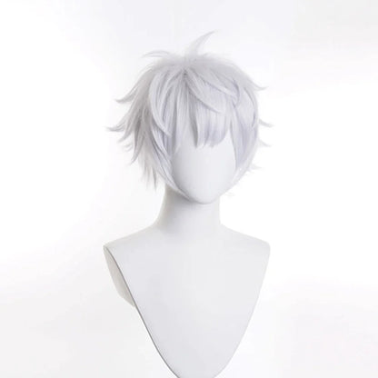 RANYU White Men’s Wig – Short Straight Synthetic Anime Hair, High-Temperature Fiber for Cosplay & Party