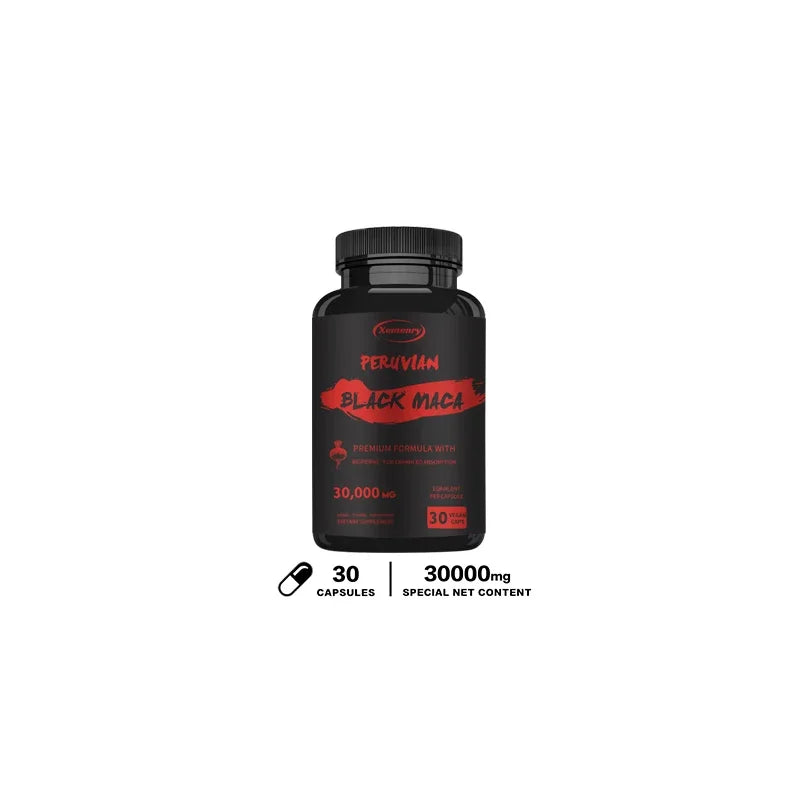 Maximum Strength Black Maca Root 30,000mg Capsules – Peruvian Maca Extract Supplement for Energy, Vitality & Wellness Support