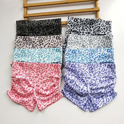 Women's Leopard Print Seamless Yoga Shorts - High-Waisted Butt-Lifting Fitness Workout Shorts