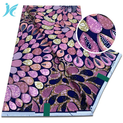 2026 African Grand Super Batik Fabric - Soft Real Print Glitter Gold Ankara Wax Fabric for Dresses & Sewing