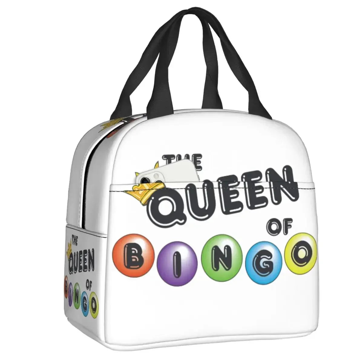 Bingo Queen Insulated Lunch Bag - Waterproof Thermal Cooler Tote for Work, Office & Picnics