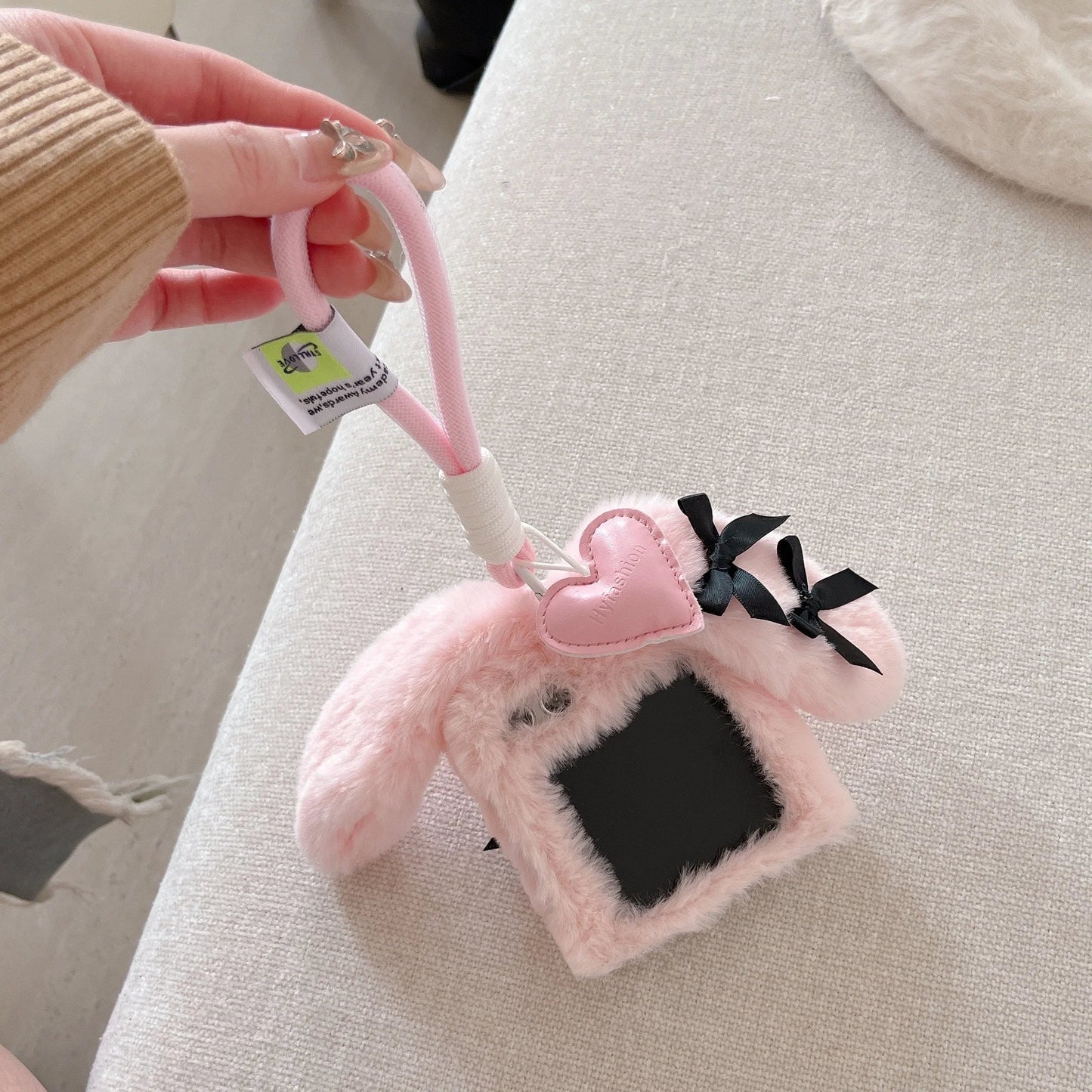 Cute Maid Bunny Folding Plush Phone Case with Lanyard – Kawaii Phone Accessories for Galaxy Z Flip 3 4 5 6