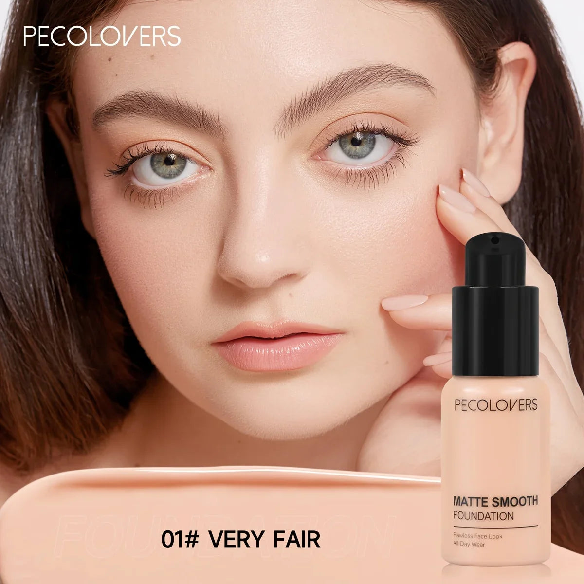 PECOLOVERS Matte Liquid Foundation – Oil-Control, Waterproof Full Coverage Concealer for All Skin Tones