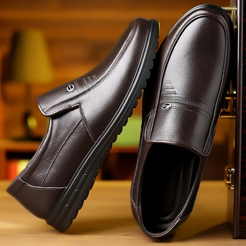 Men’s Handmade Genuine Leather Loafers - Soft Breathable Slip-On Business Casual Driving Shoes