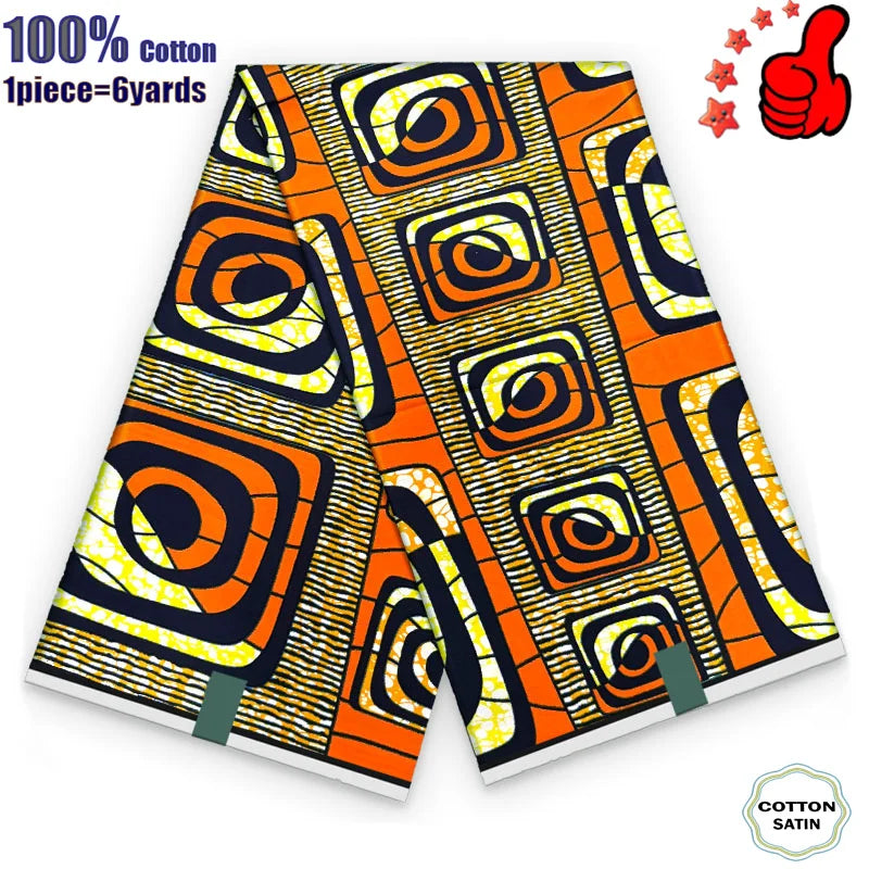 African Real Wax Print Fabric - 100% Cotton Ghana Nigeria Style Ankara Batik Sewing Material