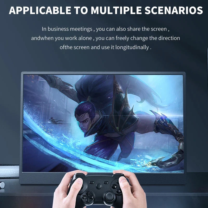 HGFRTEE 14.1 Inch Portable Monitor - IPS Extended Second Screen Display with Bracket for Laptop Xbox Raspberry Pi Gaming