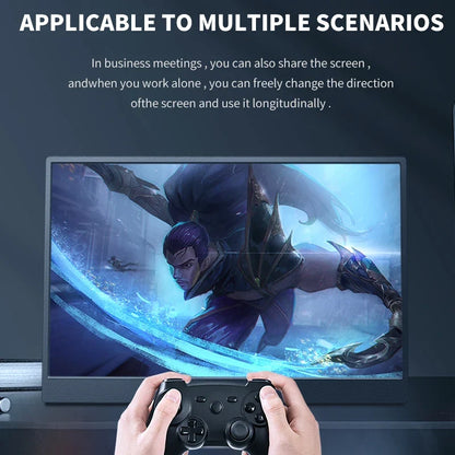 HGFRTEE 14.1 Inch Portable Monitor - IPS Extended Second Screen Display with Bracket for Laptop Xbox Raspberry Pi Gaming