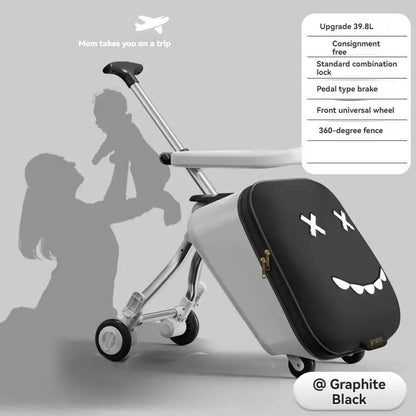 Cartoon Children's Ride-On Trunk — 20-Inch Foldable Baby Travel Box & Rideable Car Bag