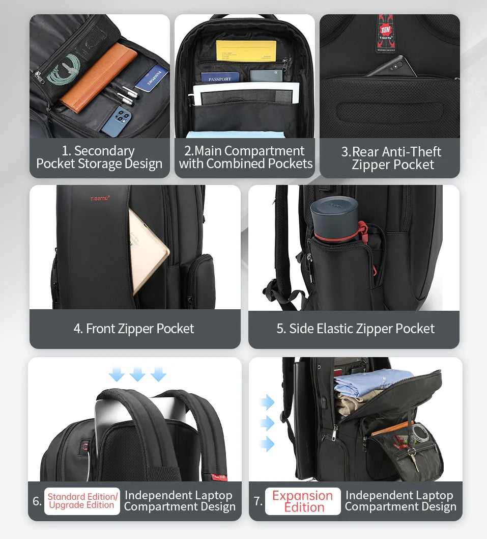 Lifetime Warranty Men’s Laptop Backpack – Anti-Theft Travel & School Bag for 14-17.3 Inch Laptops, Male Knapsack