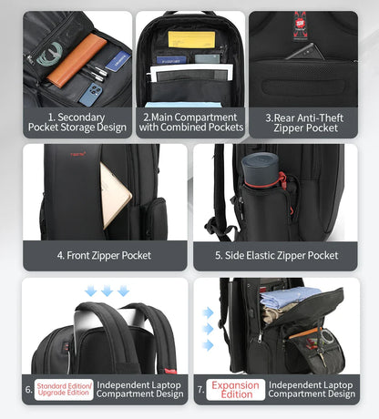 Lifetime Warranty Men’s Laptop Backpack – Anti-Theft Travel & School Bag for 14-17.3 Inch Laptops, Male Knapsack