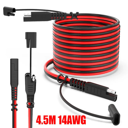 14AWG 4.5M SAE to SAE Extension Cable Quick Connect Battery Charging Wire for Car, RV, Motorcycle & Solar Panel Universal Power Lead