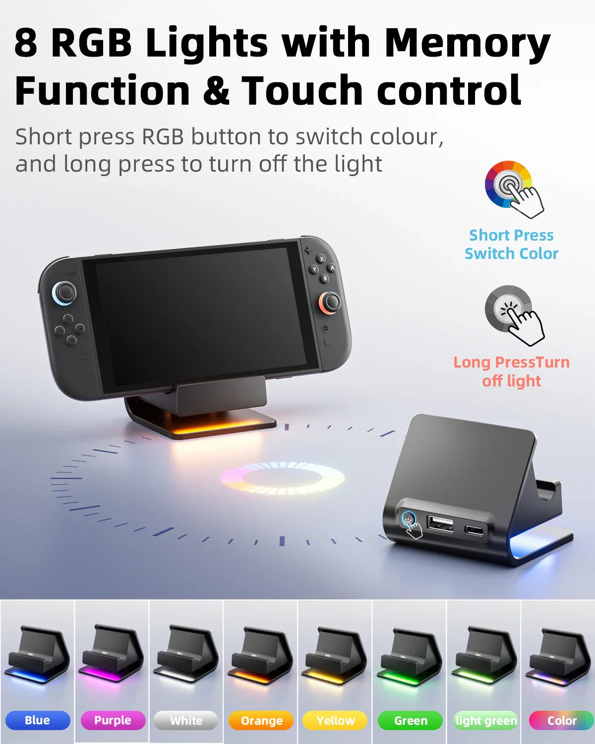 RGB Charger Dock for Nintendo Switch – Portable Charging Stand for 2 Joy-Con Controllers