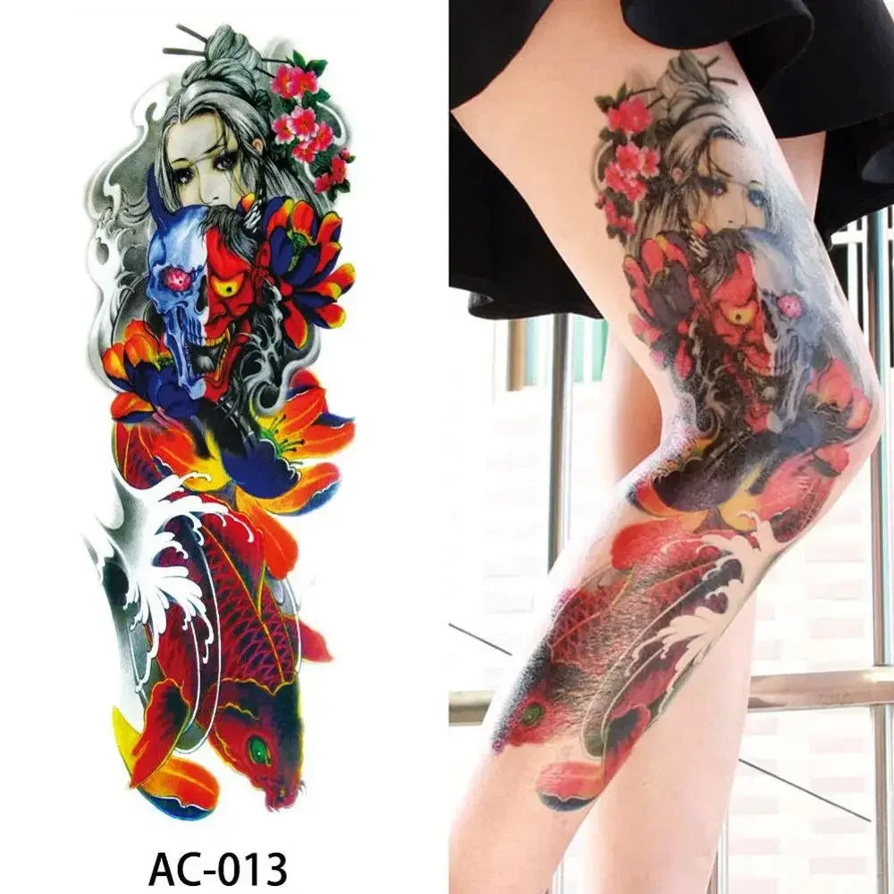16 Designs Full Arm Temporary Tattoo Sleeves - Waterproof Body Art Stickers for Men & Women Fashion Style