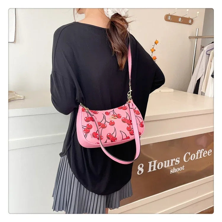 2025 Modern Vintage Cherry Crossbody Bag – Mahjong-Style Chain Shoulder & Underarm Bag, Women’s Light Luxury