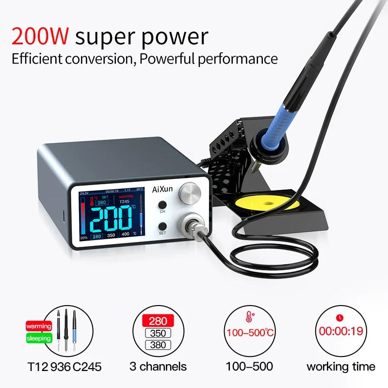 AIXUN T3A T3B Intelligent Soldering Station - T115/T210/T245/T12 Rework Station for PCB & BGA Soldering Tools