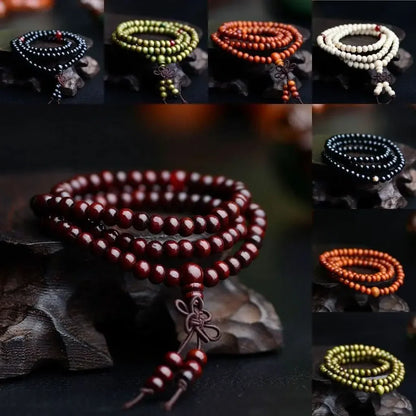 6mm Natural Sandalwood Buddhist Bracelet - Prayer Meditation Wood Beads for Men and Women
