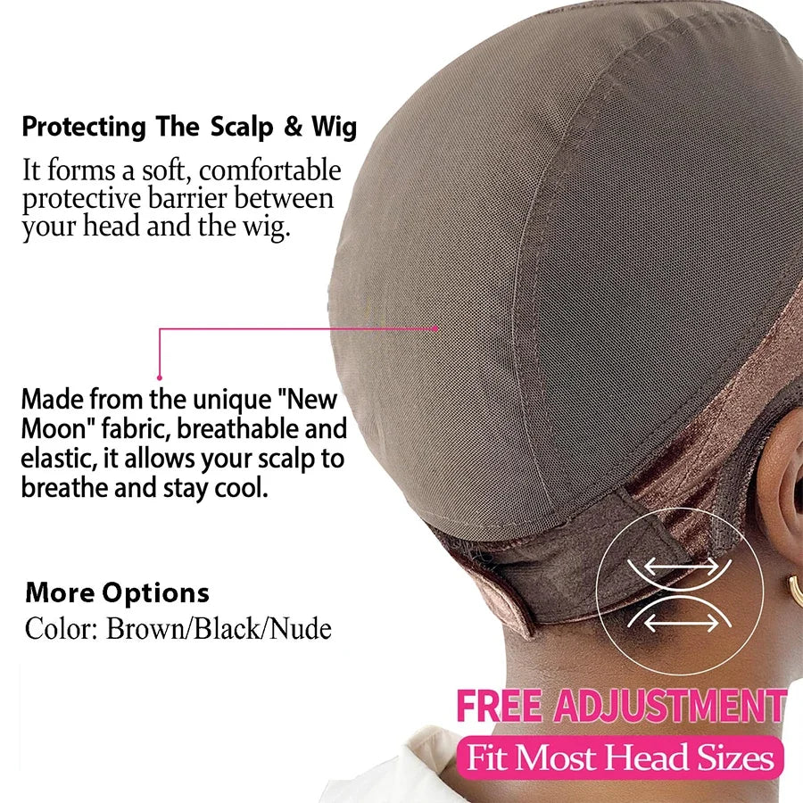 Lace Wig Cap with Grip Band - 4x5 Wider Transparent Lace Cap for Secure Lace Front Wig Fit