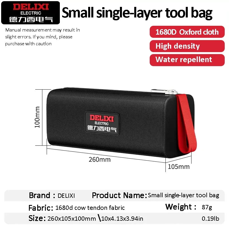 DELIXI ELECTRIC Tool Bag - Portable Oxford Cloth Organizer for Electricians, Carpenters & Home Repairs