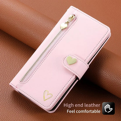 Leather Lanyard Wallet Phone Case for Samsung Galaxy - Zipper Card Holder Flip Cover