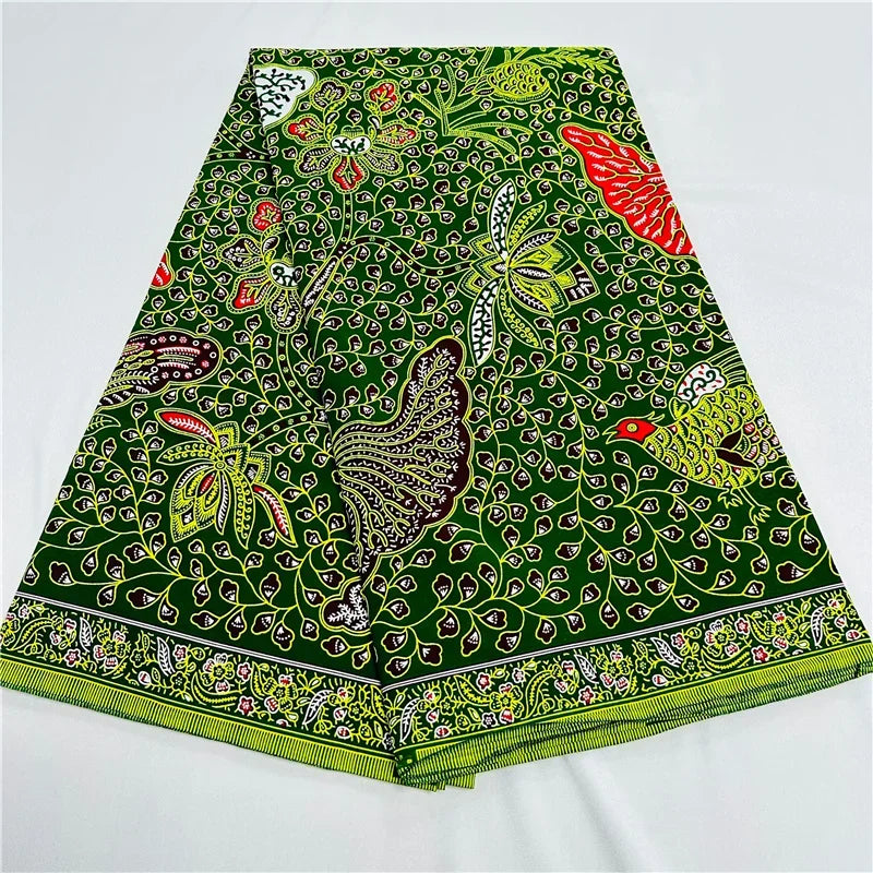 6 Yards African Real Wax Fabric - 100% Cotton Original Ankara Print for Party Dresses K121901