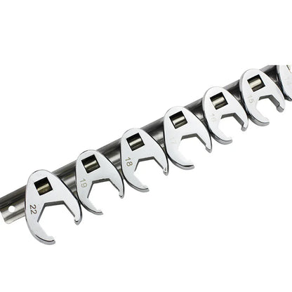 10pcs 3/8" Drive Crowfoot Wrench Set — 10-22mm Metric Open-End Spanners for Torque Wrenches