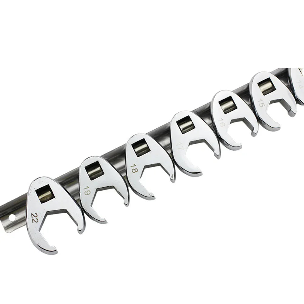 10pcs 3/8" Drive Crowfoot Wrench Set — 10-22mm Metric Open-End Spanners for Torque Wrench