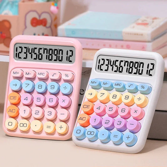 Dopamine 12 Digit Desktop Calculator - Mechanical Keyboard Style, Portable Mini Calculator for Home, School & Office Use