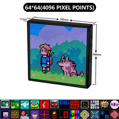 64x64 RGB LED Pixel Matrix Display Panel – Programmable Smart Pixel Art Screen with Bluetooth APP Control Creative LED Sign Board