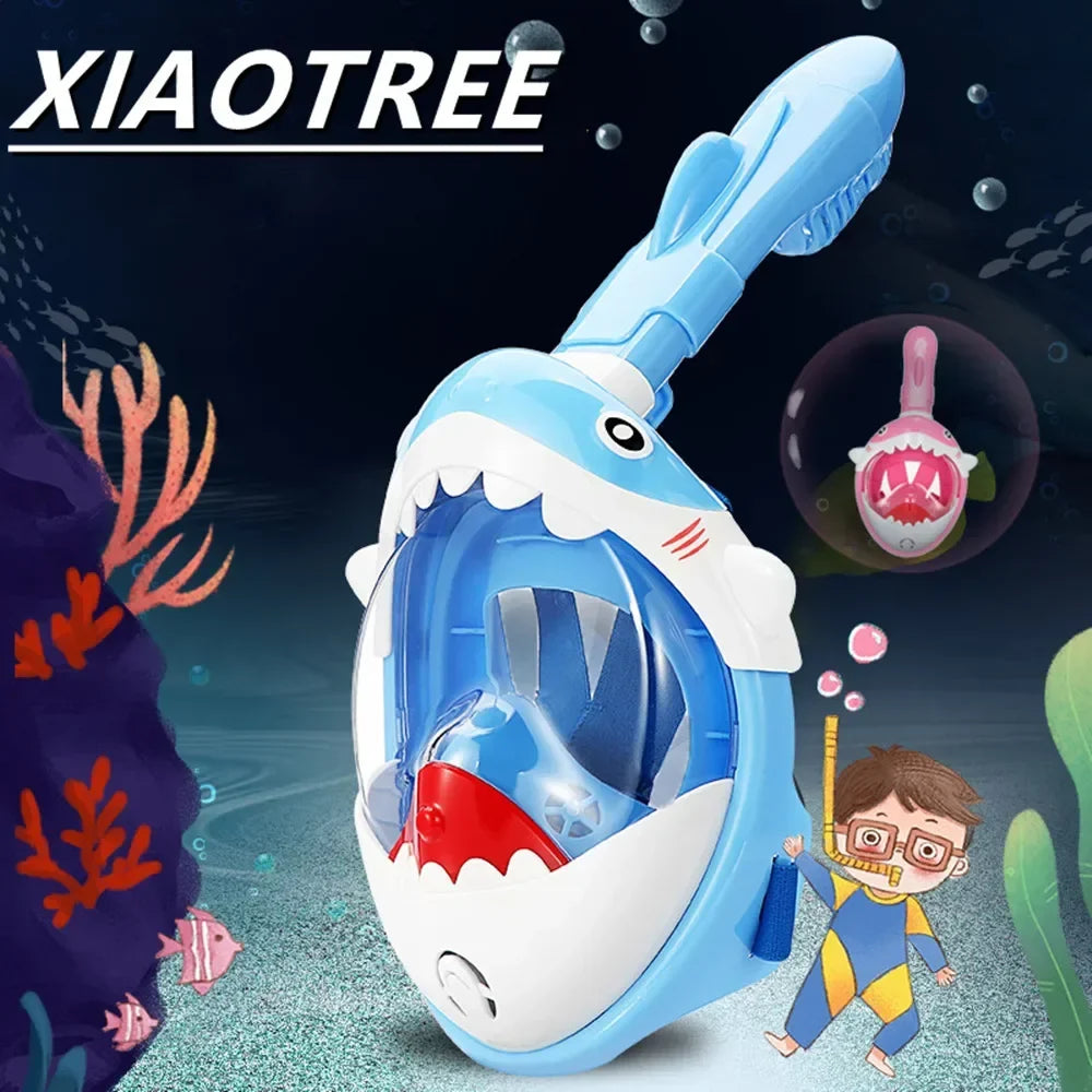 Kids Cartoon Full Face Snorkel Mask - Anti-Fog Swimming & Diving Mask for Boys and Girls