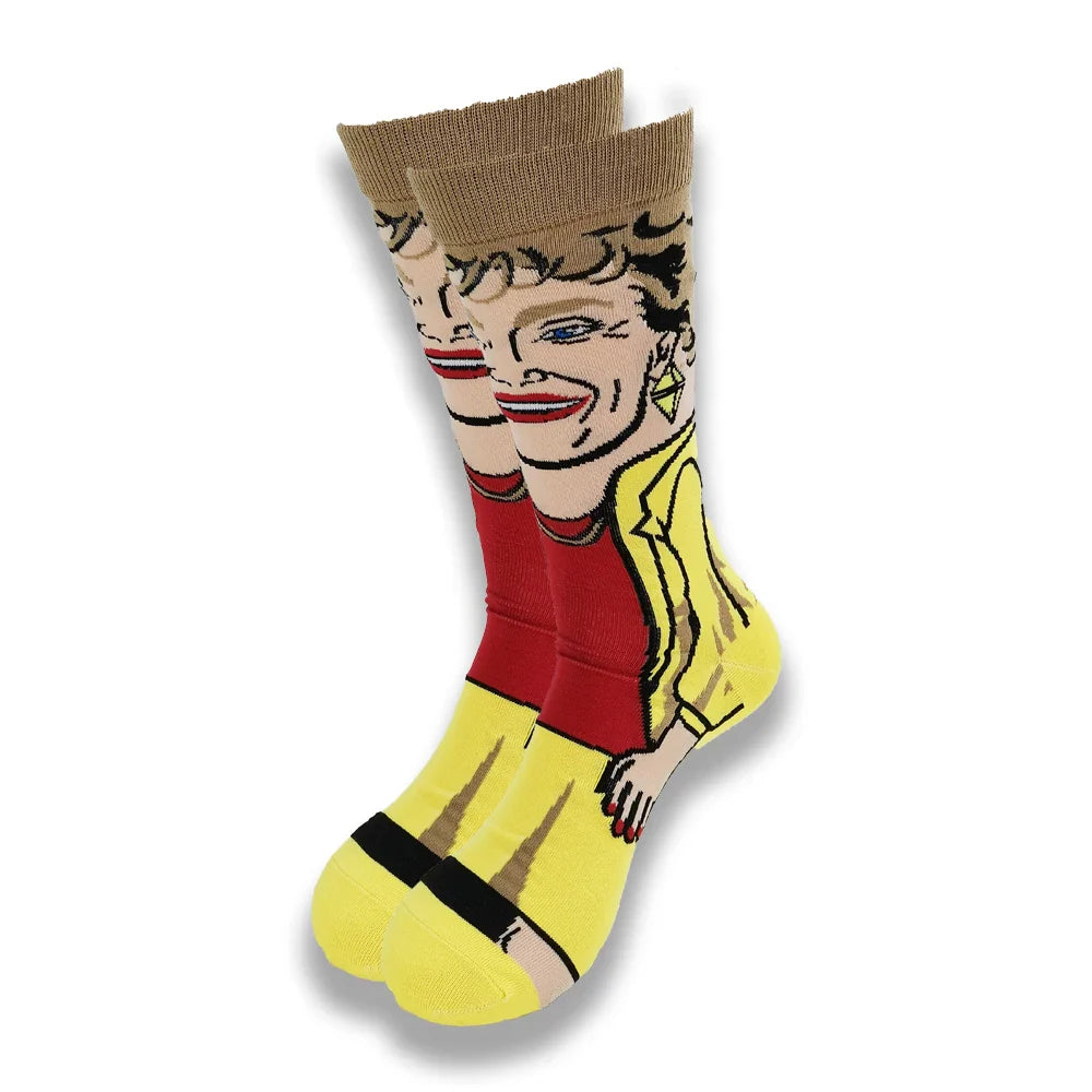Men's Cartoon Character Crew Socks - Fun Novelty Cotton Casual Socks