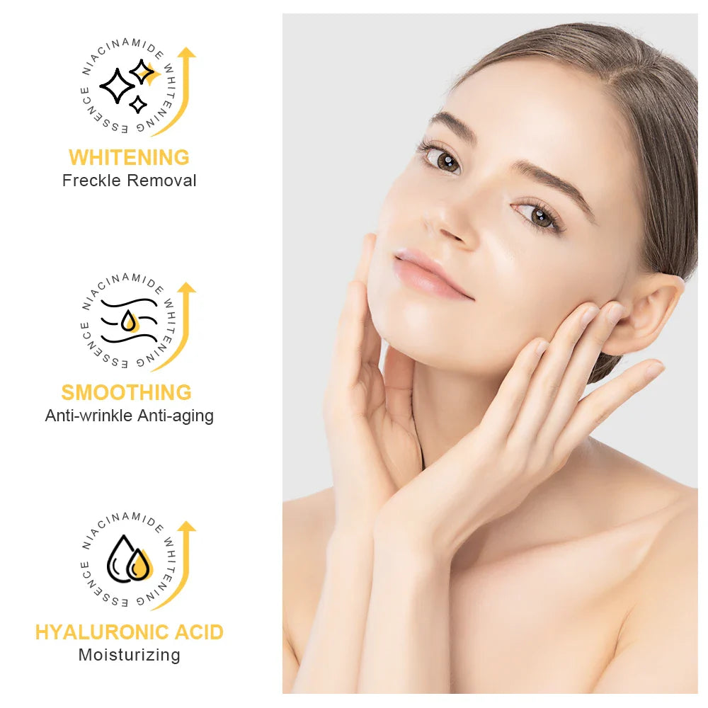 Niacinamide 24K Gold Face Serum — Hyaluronic Acid Whitening Dark Spot Corrector Skincare Essence