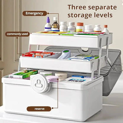 White Large Capacity Medicine Box – Multi-Layer Storage Organizer for Home Medicine Management