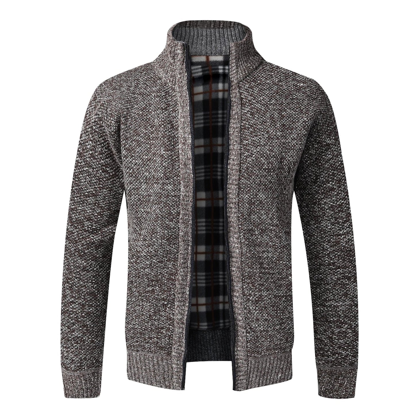 Men's Warm Fleece Cardigan Sweater - Full Zip Slim Fit Knitted Winter Jacket Coat