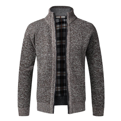 Men's Warm Fleece Cardigan Sweater - Full Zip Slim Fit Knitted Winter Jacket Coat