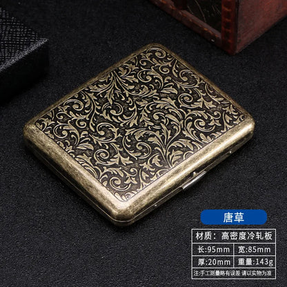 Retro Metal Cigarette Case - 20-Piece Capacity Vintage Bronze Tobacco Storage Holder