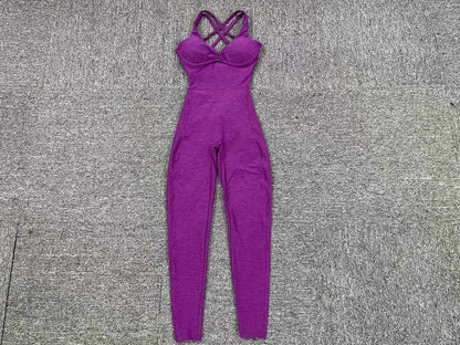 Women’s Black Sporty Jumpsuit – 2025 Workout Yoga Gym Set with Push-Up Fitness Overalls