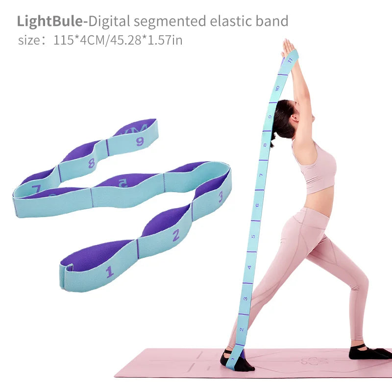 Elastic Yoga Stretching Strap with Loops – Stretch Band for Ballet, Dance, Pilates, Gymnastics, and Body Flexibility