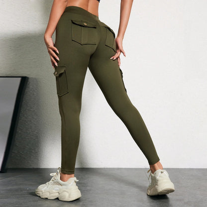 CHRLEISURE Women’s Seamless Yoga Pants – High-Waist Hip-Lifting Leggings with Pockets, Slim Elastic Gym & Fitness Wear