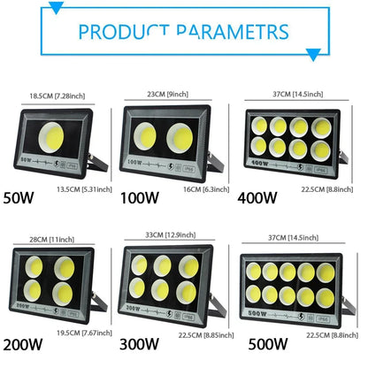 LED Flood Light - 50W-500W IP65 Waterproof Outdoor Spotlight for Garden, Street & Security Lighting
