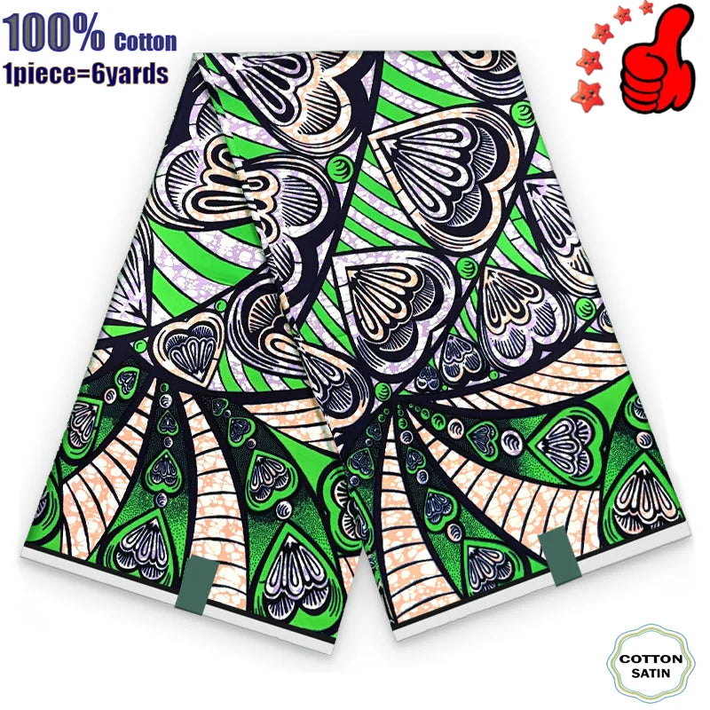 African Real Wax Fabric - High Quality 100% Cotton Ankara Pagne for Women’s Dresses