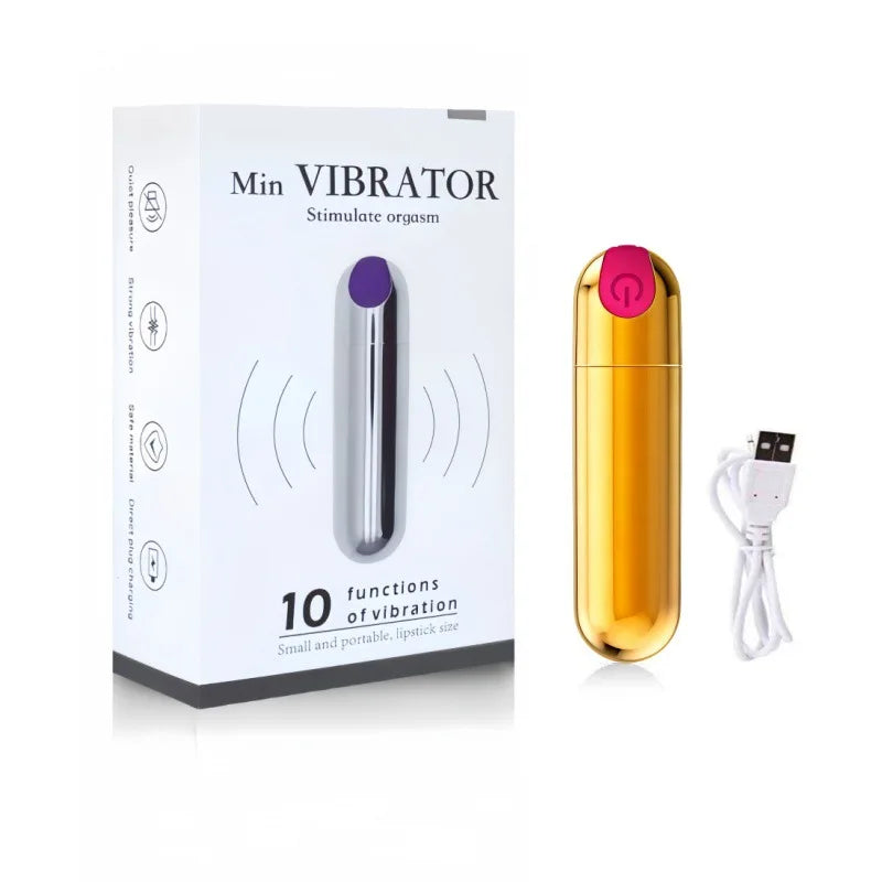 USB Rechargeable Mini Bullet Vibrator - 10 Speed Clitoral & G Spot Massage Stimulator for Women