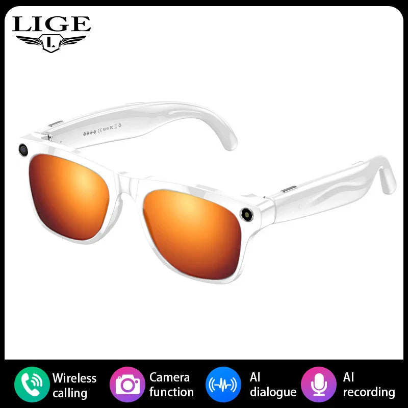 AI Smart Glasses with Camera — Bluetooth Calls, Voice Assistant, Navigation, Waterproof Smart Sports Wearable
