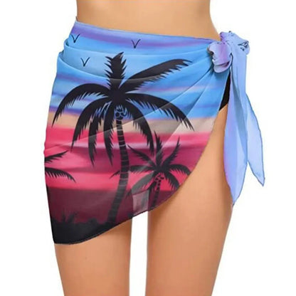 Women's Summer Sheer Sarong Cover-Up - Solid Chiffon Bikini Wrap Beach Skirt