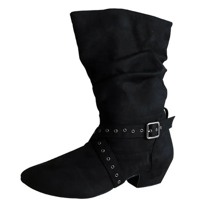 Wedopus Women’s Customized Western Dance Boots – Black Cowboy Heel Boots with Suede Sole for Urban & Ballroom Dancing