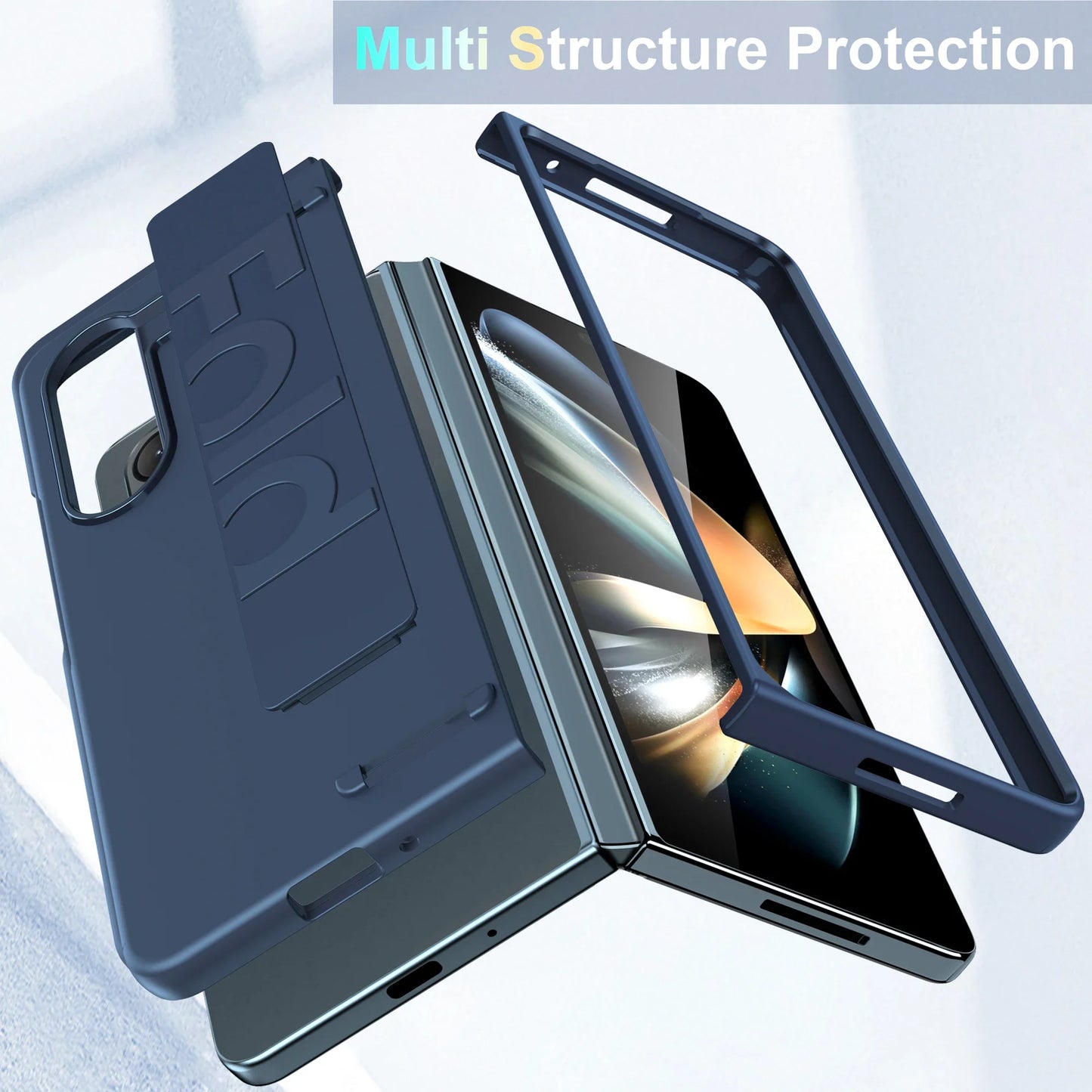 Matte Hard PC Silicone Wrist Strap Case for Samsung Galaxy Z Fold 3-7 – Elastic Armor Cover with Grip & Wristband