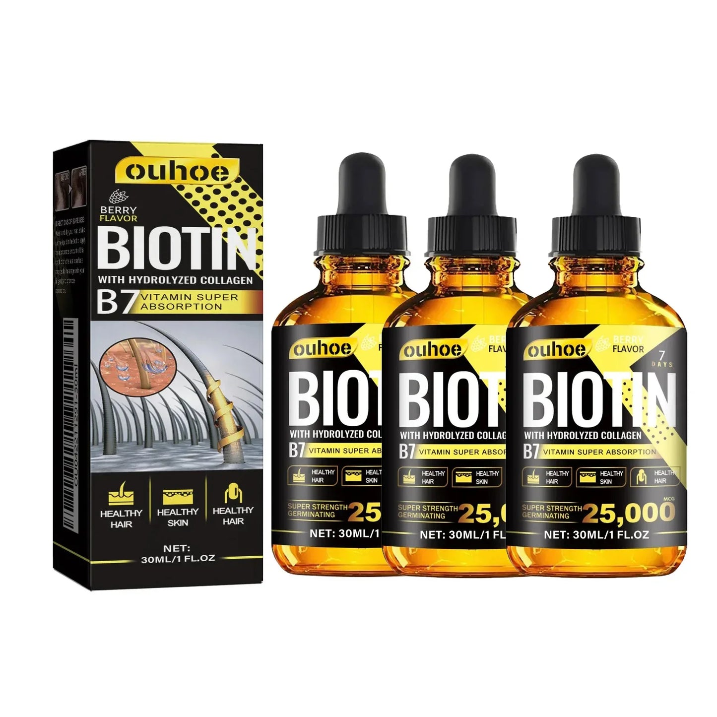 Collagen B7 Hair Growth Oil Set - Nourishing Scalp Treatment for Men & Women