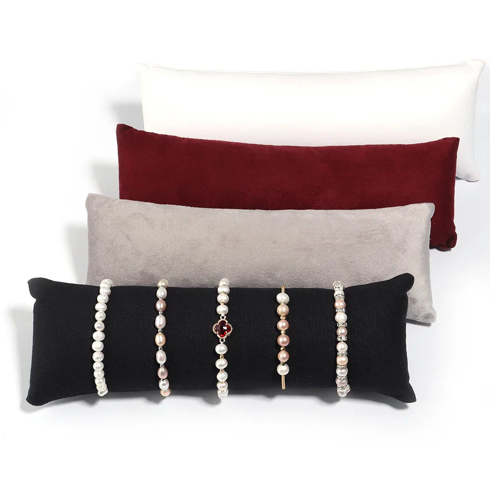 Velvet PU Leather Jewelry Pillow Stand – Organizer for Bracelets, Bangles, Anklets & Watches, Display & Photography Prop