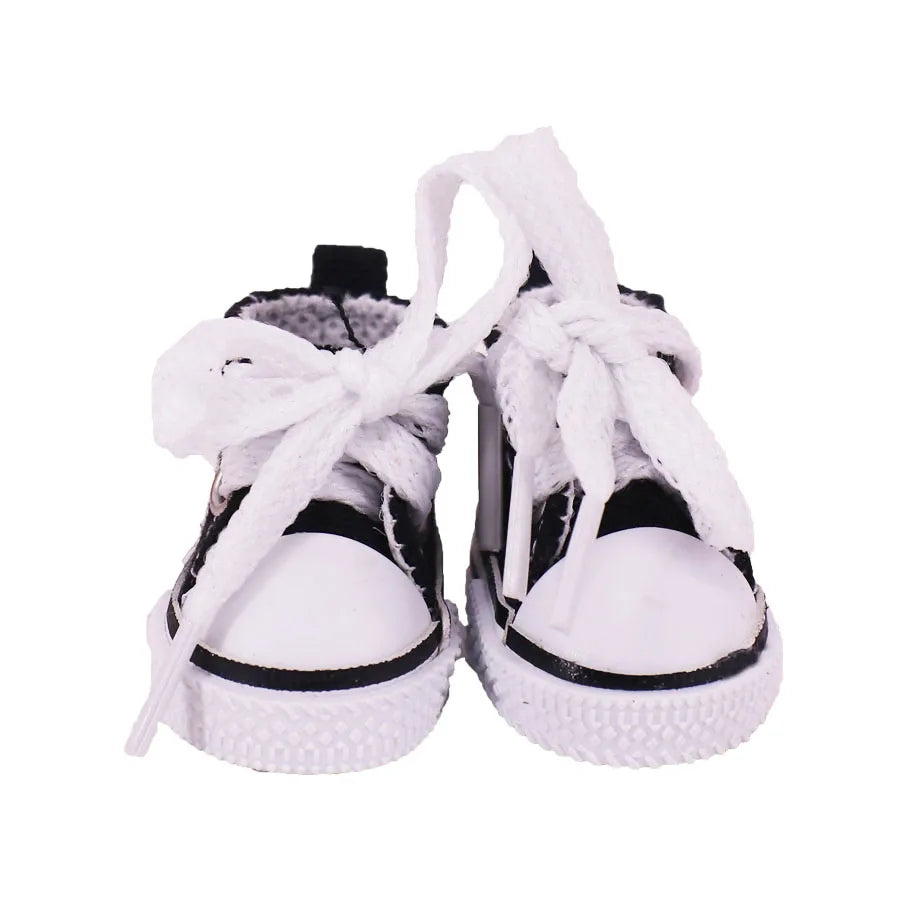 3.8cm Solid Color Lace-Up Canvas Shoes – PU Doll Shoes for 17cm Labubu Doll Clothes & Accessories Gift