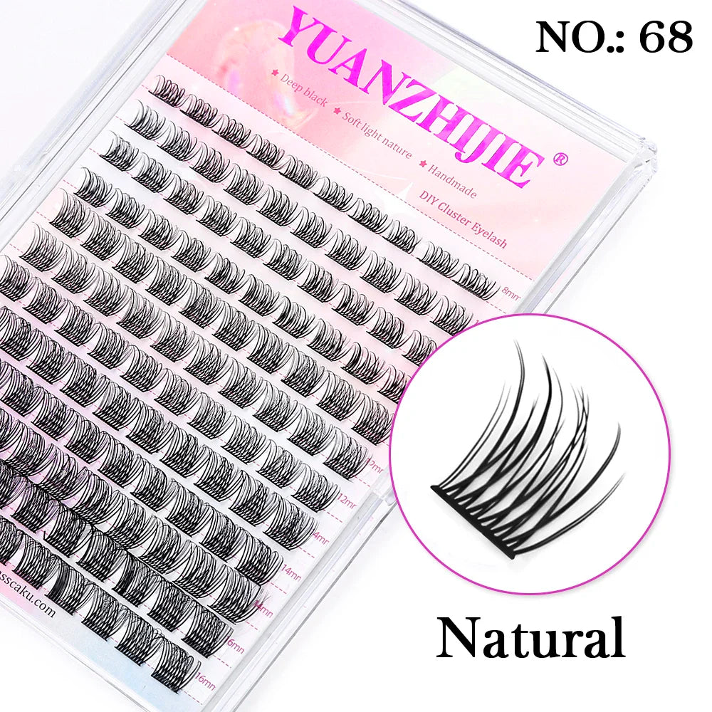 DIY 144 Cluster Lashes – Natural C/D Curl Individual Mink Eyelashes, Free Shipping, Home Makeup Supplies